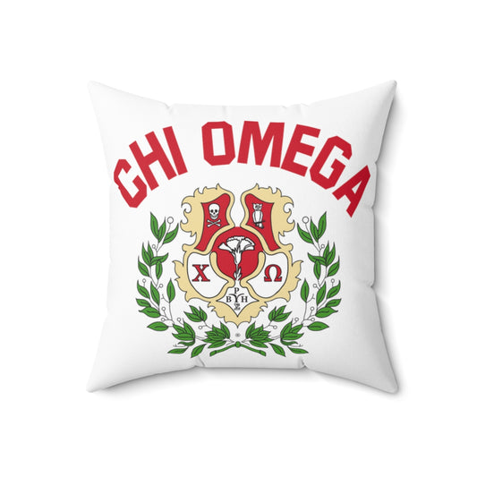 Chi Omega Crest Faux Suede Pillow